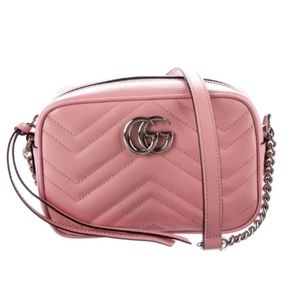 Gucci GG Marmont Matelasse Shoulder Bag Mini Pastel Pink Leather